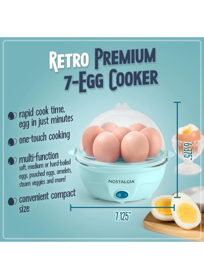 Nostalgia Retro Electric Large Hard-Boiled Egg Cooker, 7 Capacity, Poached, Scrambled, Omelets, Whites, Sandwiches, for Keto & Low-Carb Diets, Aqua - Image 2