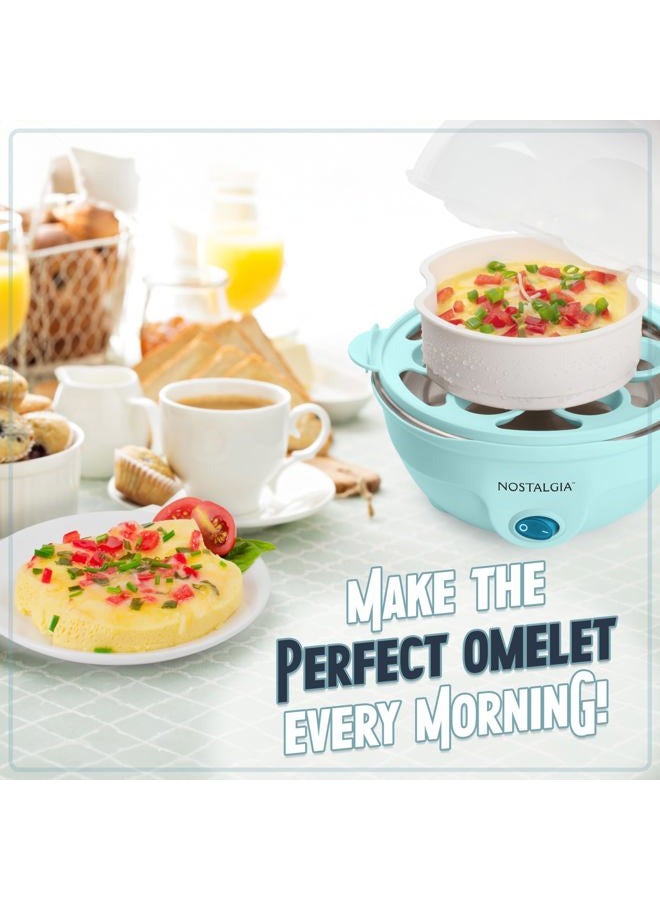 Nostalgia Retro Electric Large Hard-Boiled Egg Cooker, 7 Capacity, Poached, Scrambled, Omelets, Whites, Sandwiches, for Keto & Low-Carb Diets, Aqua - Image 3