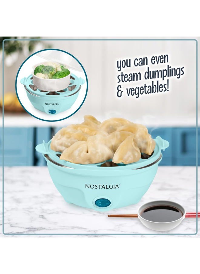 Nostalgia Retro Electric Large Hard-Boiled Egg Cooker, 7 Capacity, Poached, Scrambled, Omelets, Whites, Sandwiches, for Keto & Low-Carb Diets, Aqua - Image 5