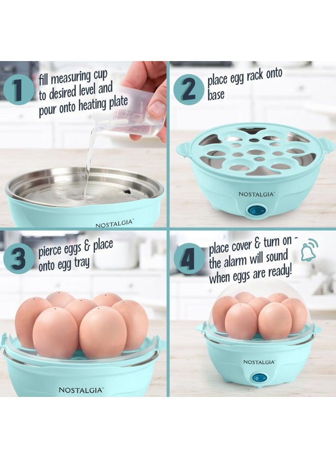 Nostalgia Retro Electric Large Hard-Boiled Egg Cooker, 7 Capacity, Poached, Scrambled, Omelets, Whites, Sandwiches, for Keto & Low-Carb Diets, Aqua - Image 4