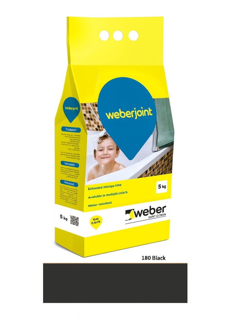 Weber Cement Based Pre Mixed Tile Joint Grout (5Kg) 180-BLACK - Image 1