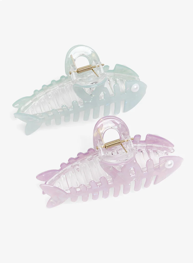 جينجر 2PK Pastel Fish Hair Claw