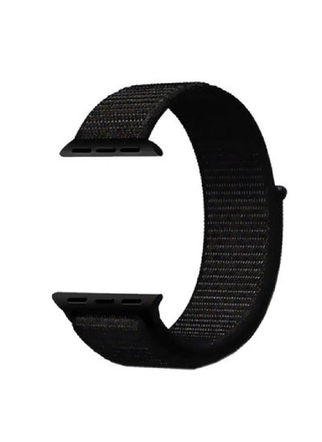 Generic - Nylon Replacement Band Compatible with Apple Watch Series 7/8/9/Ultra/Ultra 2 Size 42/44/45mm Black Color - Image 1