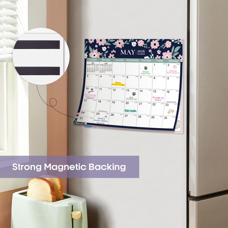 Taja Aesthetic 2025-2026 Magnetic Calendar For Refrigerator  21-Month Fridge Calendar Magnet From October 2025 To June 2027  Easy Organizing Twilight Petals - Image 4