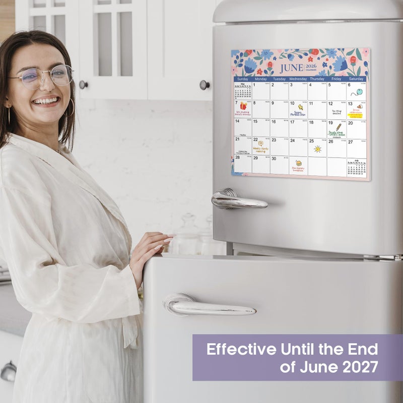 Taja Aesthetic 2025-2026 Magnetic Calendar For Refrigerator  21-Month Fridge Calendar Magnet From October 2025 To June 2027  Easy Organizing Twilight Petals - Image 5