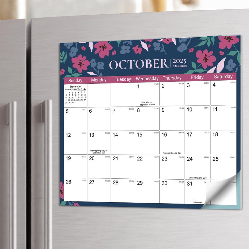Taja Aesthetic 2025-2026 Magnetic Calendar For Refrigerator  21-Month Fridge Calendar Magnet From October 2025 To June 2027  Easy Organizing Twilight Petals - Image 1