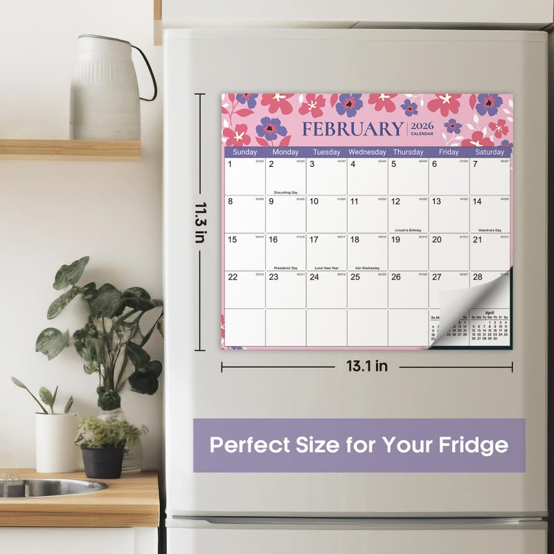 Taja Aesthetic 2025-2026 Magnetic Calendar For Refrigerator  21-Month Fridge Calendar Magnet From October 2025 To June 2027  Easy Organizing Twilight Petals - Image 2