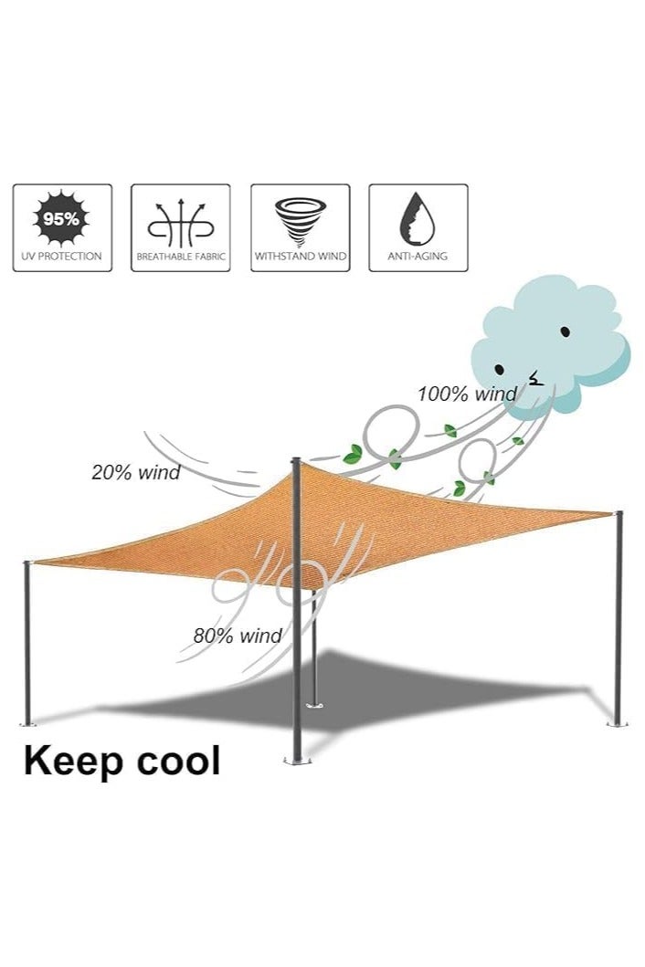 LINGWEI Sun Shade Sail Shade Cloth with One Rope and Installation kit 95% Shade Sun Shades Outdoor - Image 5