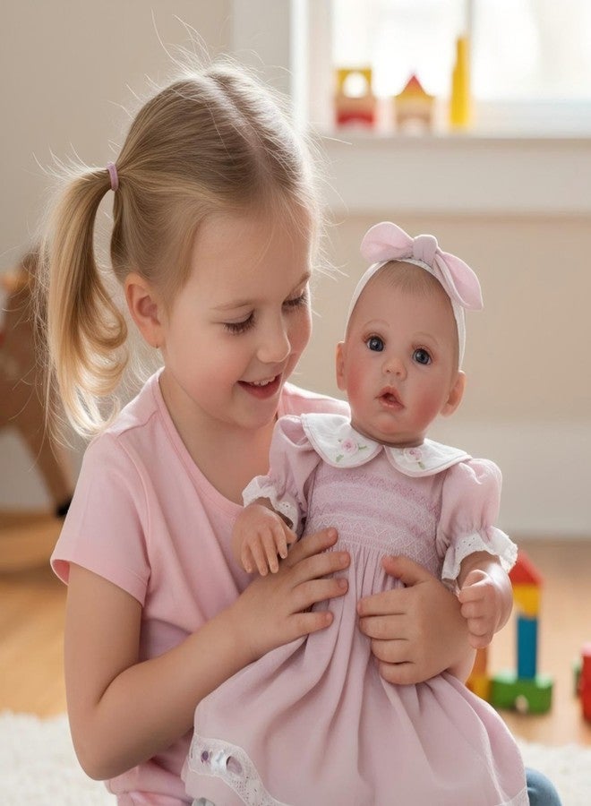Cloveray 20inchs Vinyl ＆ Fabric Lifelike Reborn Baby Doll, Cute Open Eyes Newborn Doll with Removable Dress, Realistic Baby Doll with Magnetic Pacifier for 3+ Ages, Gifts - Image 5