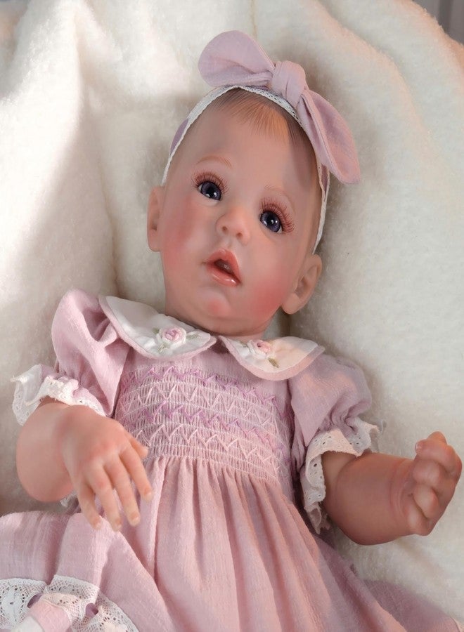 Cloveray 20inchs Vinyl ＆ Fabric Lifelike Reborn Baby Doll, Cute Open Eyes Newborn Doll with Removable Dress, Realistic Baby Doll with Magnetic Pacifier for 3+ Ages, Gifts - Image 4