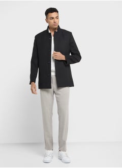 DeFacto Slim Fit Stand Collar Lined Wool Coat  - Image 4