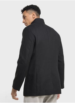 DeFacto Slim Fit Stand Collar Lined Wool Coat  - Image 2