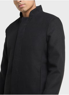 DeFacto Slim Fit Stand Collar Lined Wool Coat  - Image 3