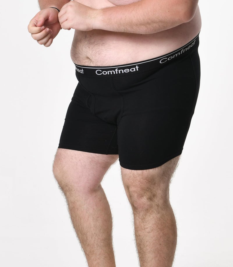 Comfneat Men's 5-Pack Big & Tall 3XL-7XL Boxer Briefs Cotton Spandex Underwear with Fly (Black+Black Stripe Pack-5, 4XL) - Image 5