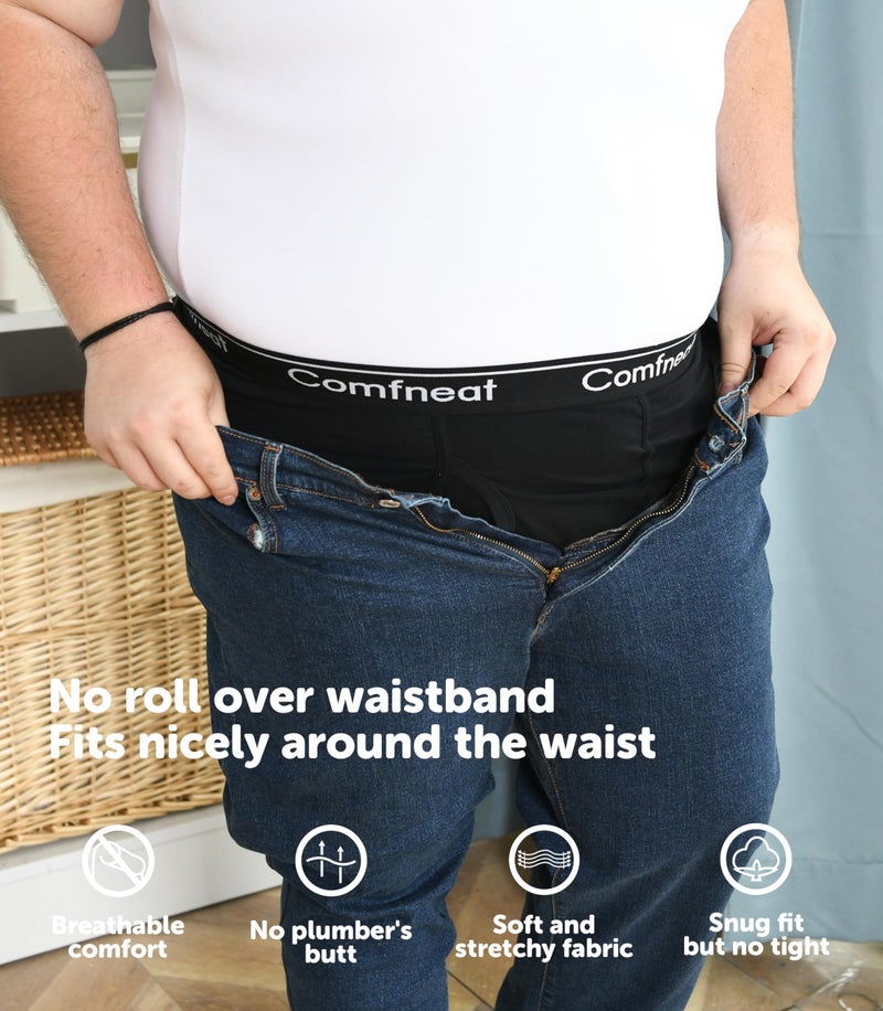 Comfneat Men's 5-Pack Big & Tall 3XL-7XL Boxer Briefs Cotton Spandex Underwear with Fly (Black+Black Stripe Pack-5, 4XL) - Image 3