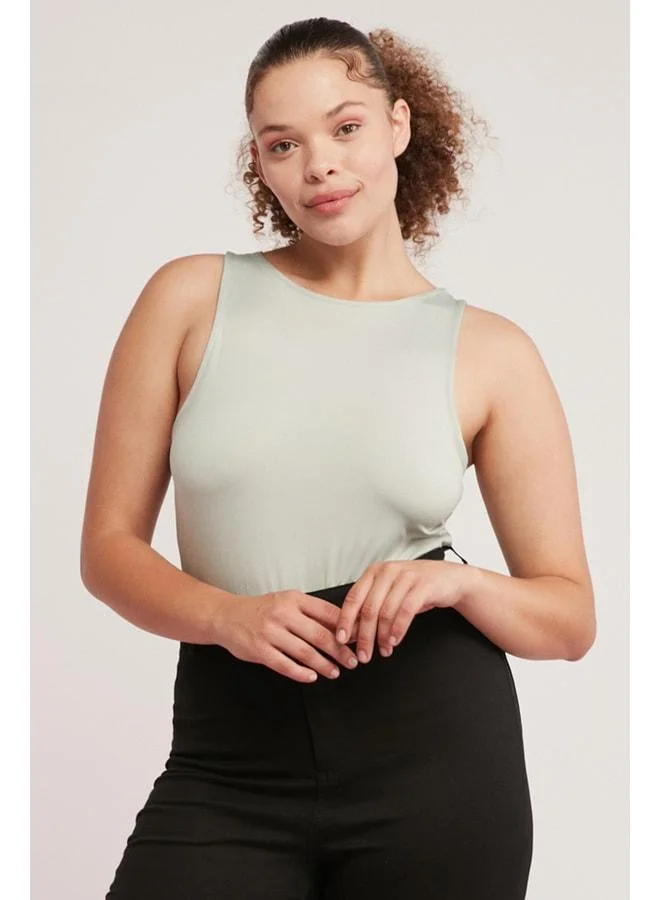 Ethiquet Shelby Women's Full-Fit Halter Neck Sleeveless Green Plus-Size Body.