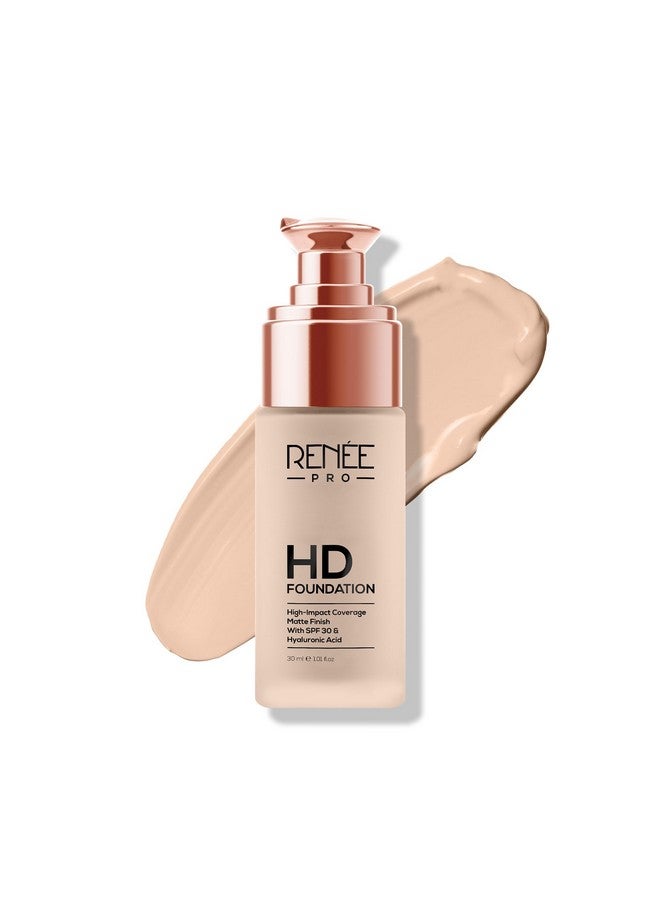 RENEE PRO HD Full Coverage Liquid All Skin Typ Foundation - Birch, Seamless HD Coverage with Matte Finish | SPF30 | Weightless & Long Lasting | Enriched Aloe, Coffee, Chamomile & Vitamin E, 30 Ml - Image 2