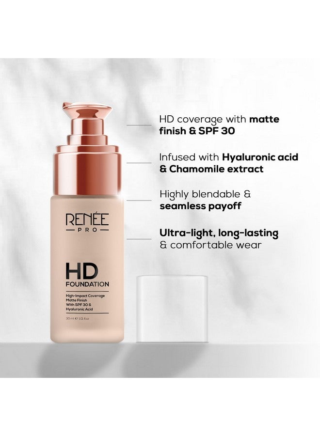 RENEE PRO HD Full Coverage Liquid All Skin Typ Foundation - Birch, Seamless HD Coverage with Matte Finish | SPF30 | Weightless & Long Lasting | Enriched Aloe, Coffee, Chamomile & Vitamin E, 30 Ml - Image 5