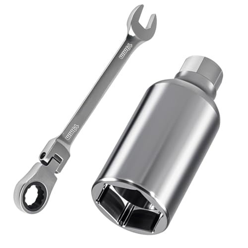 EVRBUL IPR Valve Injector Pressure Regulator Valve Install Removal Socket Tool with Wrench Compatible with Ford E350 F250 F350 73L Powerstroke Diesel 1 1829MM Deep Socket 38 Drive - Image 1