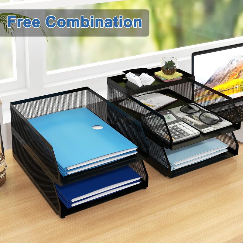 Natwind 4-Tier Paper Organizers,Desk Organizer,Stackable Paper Tray, Desk Accessories,Metal Mesh Desktop Organizer,Letter Trays,File Document Storage Rack for for Home, Office, School (Black) - Image 4