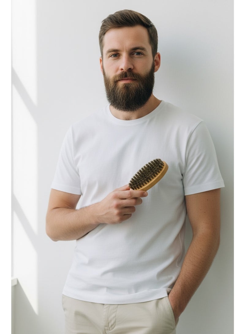 Glowudz wooden natural boar bristle beard brush for men - Image 4