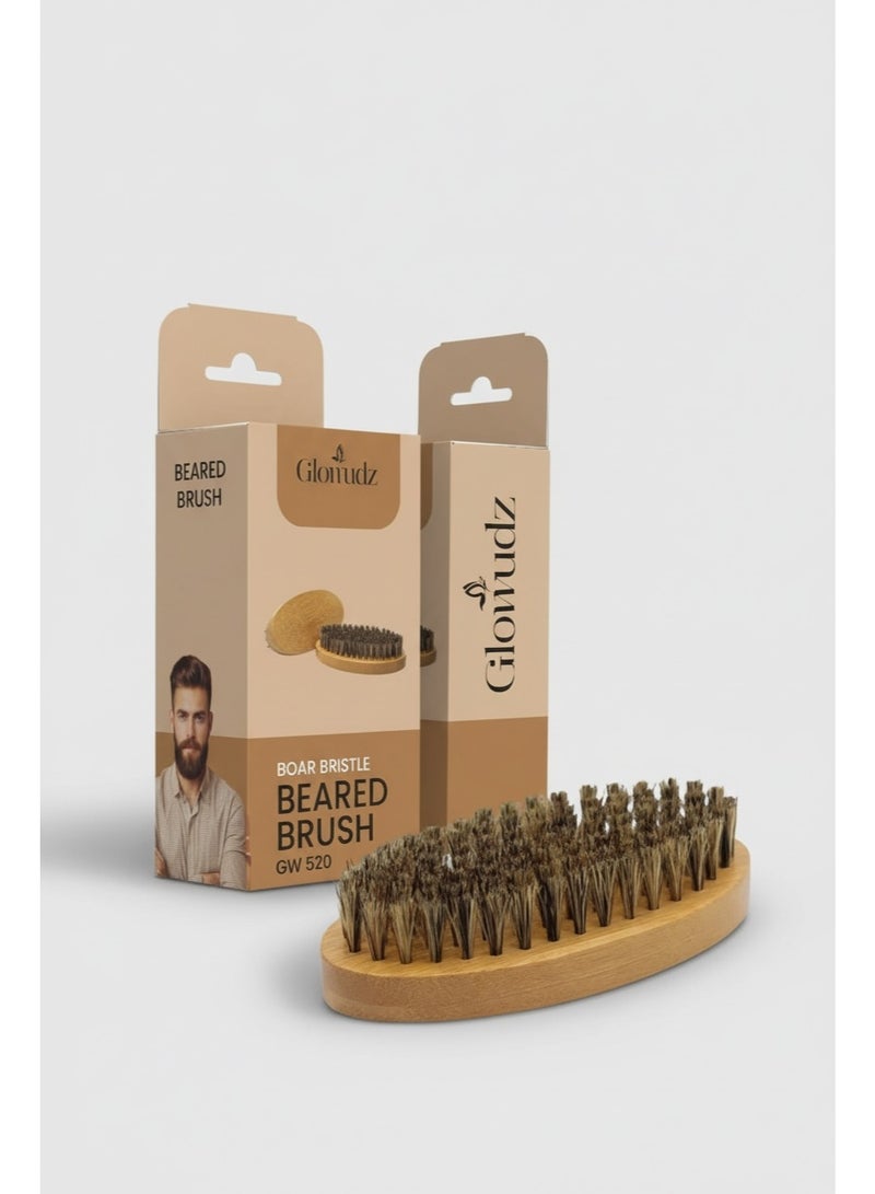 Glowudz wooden natural boar bristle beard brush for men - Image 1