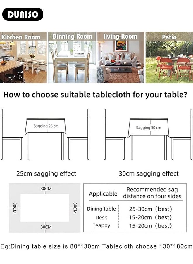 DUNISO Cotton Linen tablecloth Tablecloth,Rectangle Table Cloth Tassel Wrinkle Free Anti-Fading Washable Bohemia Table Cover for Dining Table Kitchen Birthday Party Picnic Indoor Outdoor,140*180cm  - Image 3