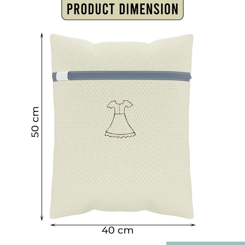 Kuber Industries Set of 12 Polyester Mesh Laundry Bag with Zip Reusable Washing Bags for Washing Machine Ideal for Delicate Fabrics Lingerie Shoes Protection YZ4BG Beige - Image 3