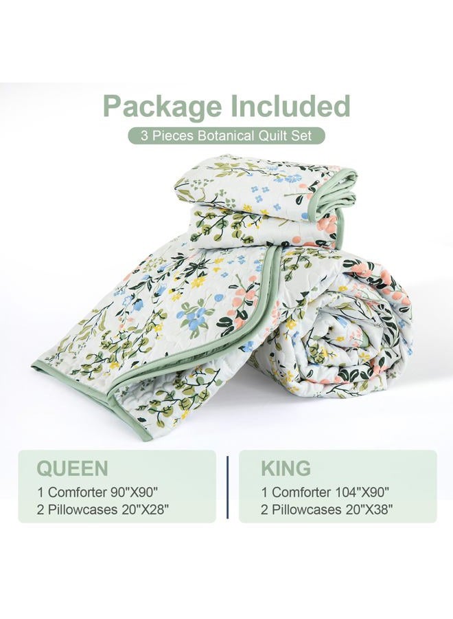 Anibedding Floral Quilt Set Twin Size,2 Pieces Flower Parrten Bedspread Coverlet,Garden Style Soft Lightweight Micorfiber Bedding Set with 1 Pillowcases for All Seaaon(68"×86",Green) - Image 4