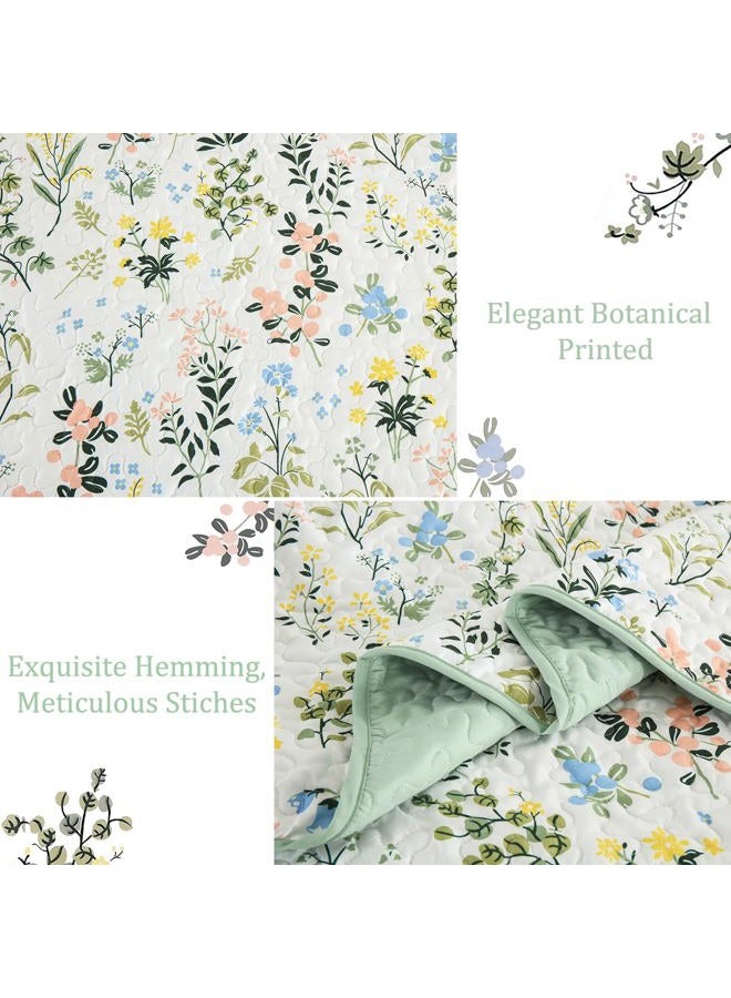 Anibedding Floral Quilt Set Twin Size,2 Pieces Flower Parrten Bedspread Coverlet,Garden Style Soft Lightweight Micorfiber Bedding Set with 1 Pillowcases for All Seaaon(68"×86",Green) - Image 5