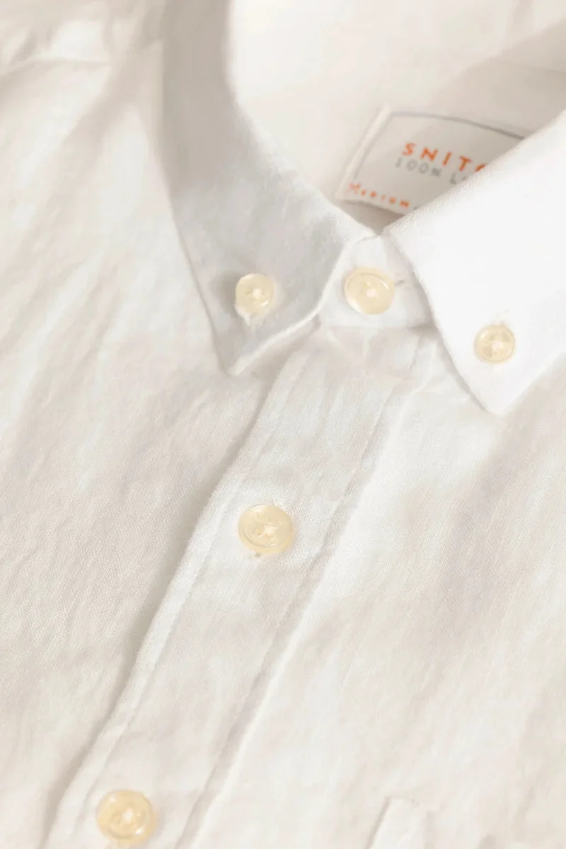 SNITCH Elementary White Plain 100% Linen Shirt