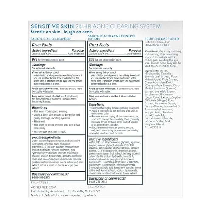 AcneFree 3 Step Acne Treatment Kit Salicylic Acid Acne Face Wash and Alcohol Free Toner with Benzoyl Peroxide Lotion, Anti Acne Solution for Teenagers and Adults for Sensitive Skin, 3 Piece Set, Tea Tree - Image 5