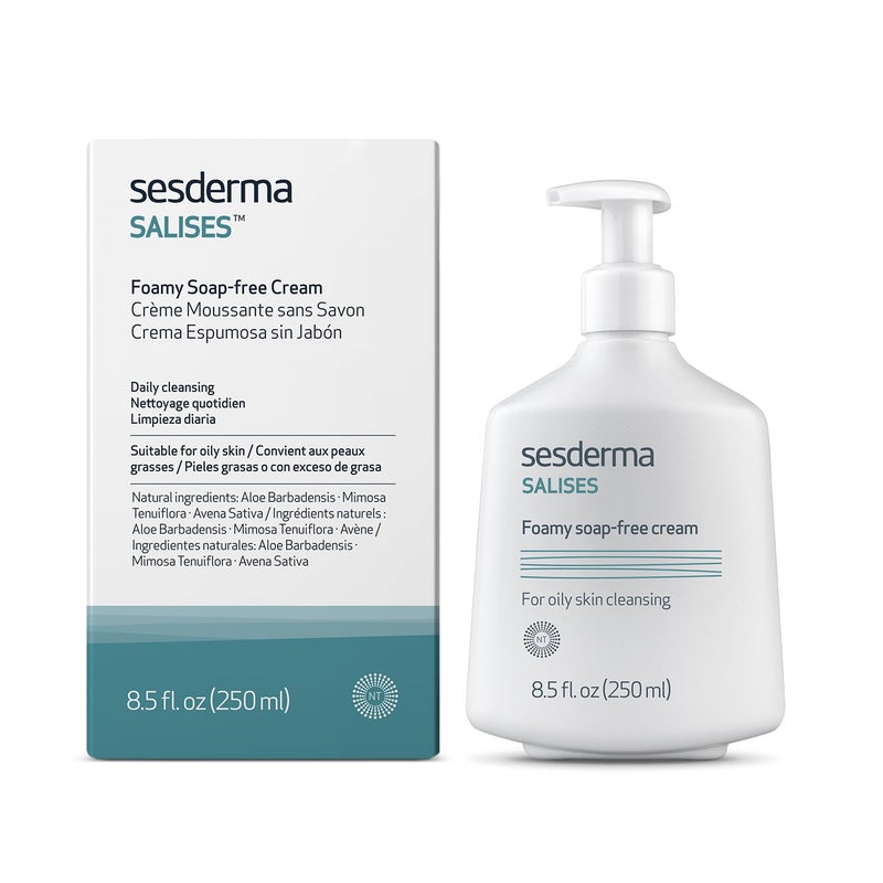 Sesderma SALISES Foamy Soap-Free Cream, Gentle Face Wash for Oily & Acne-Prone Skin, Salicylic Acid Pore Cleanser, 8.5 fl oz - Image 1