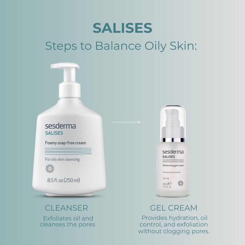 Sesderma SALISES Foamy Soap-Free Cream, Gentle Face Wash for Oily & Acne-Prone Skin, Salicylic Acid Pore Cleanser, 8.5 fl oz - Image 5