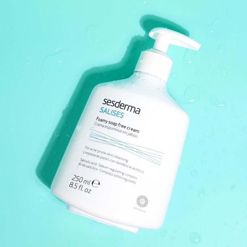 Sesderma SALISES Foamy Soap-Free Cream, Gentle Face Wash for Oily & Acne-Prone Skin, Salicylic Acid Pore Cleanser, 8.5 fl oz - Image 2