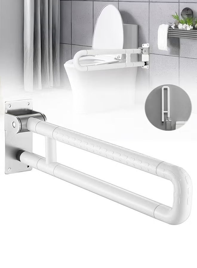 يوڠام قضيب مرحاض قابل للإنزال بطول 60 سم مزود بمقبض قابل للطي ضد الانزلاق من الستانلس ستيل قضبان إمساك قابلة للطي للحائط درابزين حمام قابل للطي لذوي الاحتياجات الخاصة درابزين مضيء - Image 1