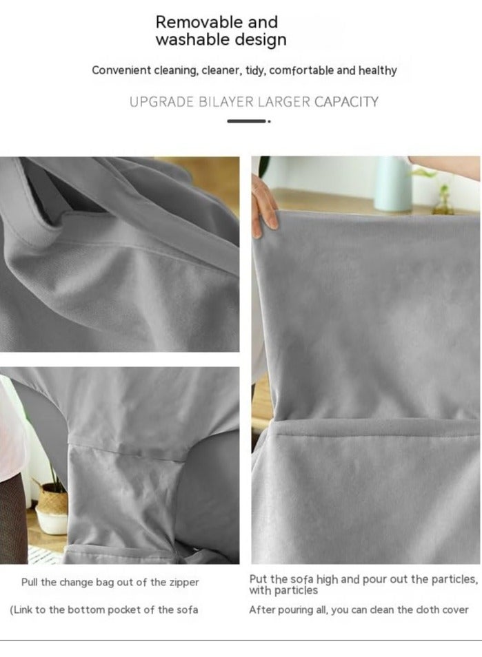 وسادة فاصولياء، خفيفة الوزن، مقعد لاثنين، كيس فاصولياء، كبير جداً، أريكة فاصولياء، تخفيف التعب، وسادة أريكة، قابلة للإزالة، قابلة للغسل، يمكن استخدامها كمسند ذراع من الجانبين، أريكة زاوية، أريكة بتصميم رقع، أريكة صغيرة يمكنك الاستلقاء عليها والنوم في الشرفة، أريكة ناعمة. - Image 5