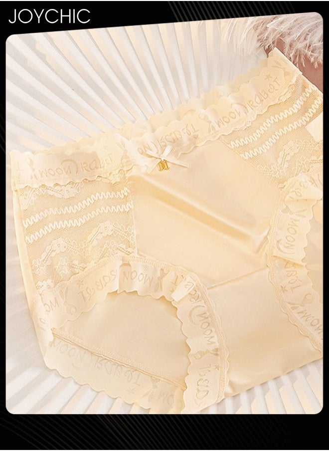 Joychic - Set of 3 Ladies Lace Design Ice Silk Underwear Hygroscopic Breathable Sweet Girls Panties High Stretch Women Underpants Medium Waist - Image 1