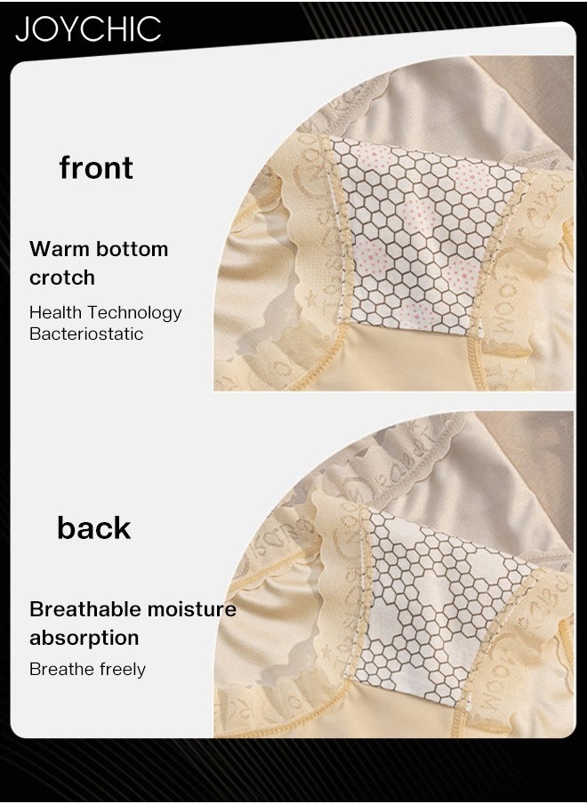 Joychic - Set of 3 Ladies Lace Design Ice Silk Underwear Hygroscopic Breathable Sweet Girls Panties High Stretch Women Underpants Medium Waist - Image 1