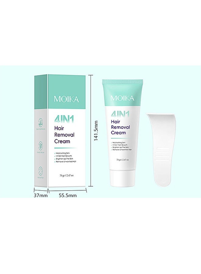 MOIKA Women's hair removal cream painless hair removal of arm leg and armpit hair, 2.47oz with Hair Growth Inhibitor, Moisturizing Formula - Image 2