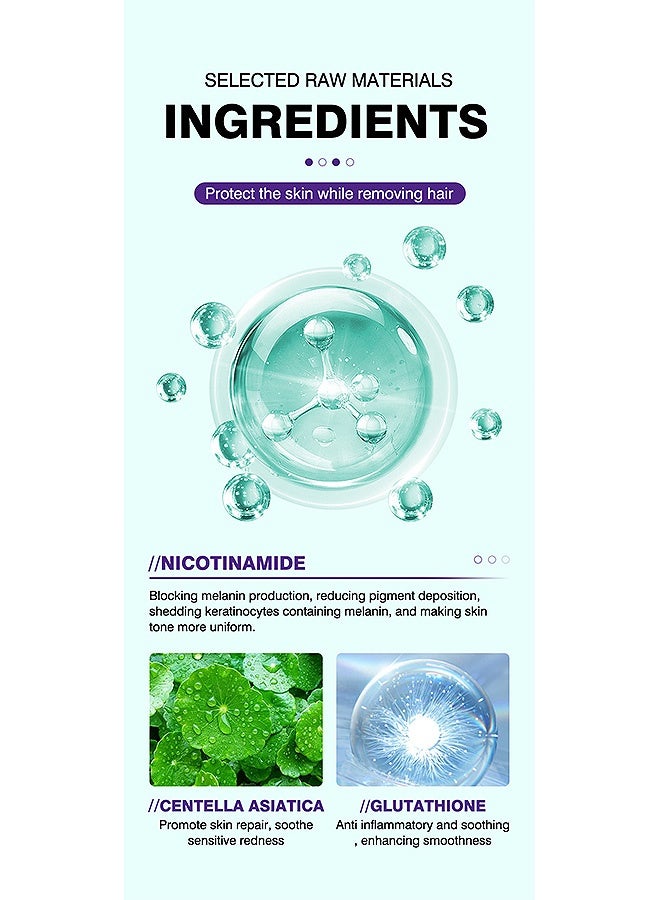 MOIKA Women's hair removal cream painless hair removal of arm leg and armpit hair, 2.47oz with Hair Growth Inhibitor, Moisturizing Formula - Image 3