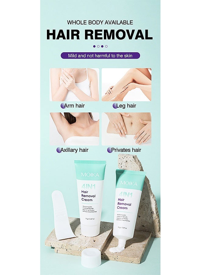 MOIKA Women's hair removal cream painless hair removal of arm leg and armpit hair, 2.47oz with Hair Growth Inhibitor, Moisturizing Formula - Image 5