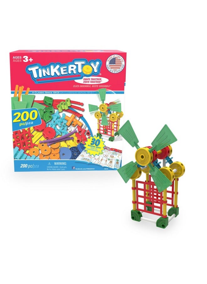 Tinkertoy TINKERTOY 30 Model 200 Piece Super Building Set - Preschool Learning Educational Toy for Girls and Boys 3+ (Amazon Exclusive)  - Image 1