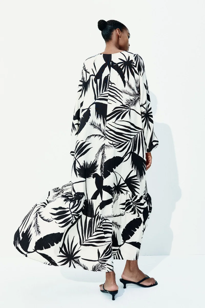 اتش اند ام Tie-belt crêpe dress