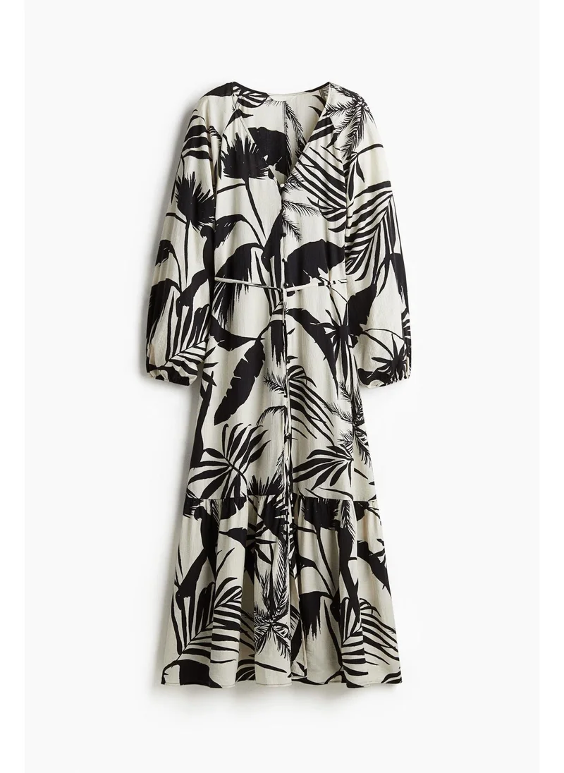 اتش اند ام Tie-belt crêpe dress