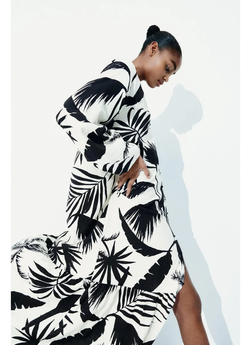 اتش اند ام Tie-belt crêpe dress