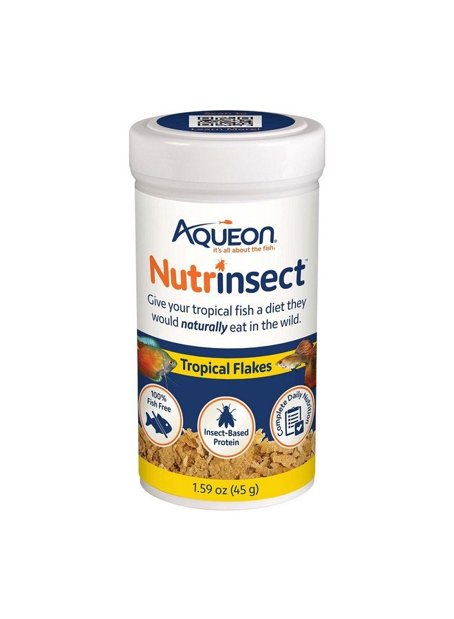 Aqueon Nutrinsect Fish-Free Fish Food, Tropical Flakes, 1.59 oz - Image 1