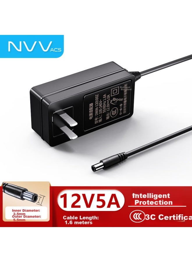 Nvv 12V5A/4A/3A Power Adapter For Aoc Monitor Surveillance Camera Hard Drive Enclosure Printer Massage Chair Dc Charger 5.5X2.5Mm Round Hole Power Cord - Image 1