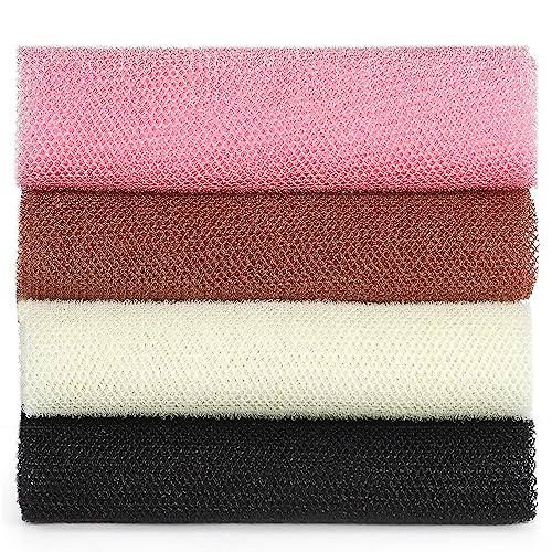 JASSINS African Exfoliating Net, Body Exfoliating Long Net Shower Body Scrubber Back Scrubber Skin Smoother (4 Pieces) - Image 1
