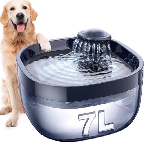 FEELNEEDY 7L/1.8Gal Dog Water Fountain for Large Dog, FEELNEEDY Dog Water Bowl Dispenser Pet Water Fountain, Water Dispenser for Dogs with Ultra Quiet Pump for Multiple Cats, Dogs, Pets (FN-W05, Blue) - Image 1